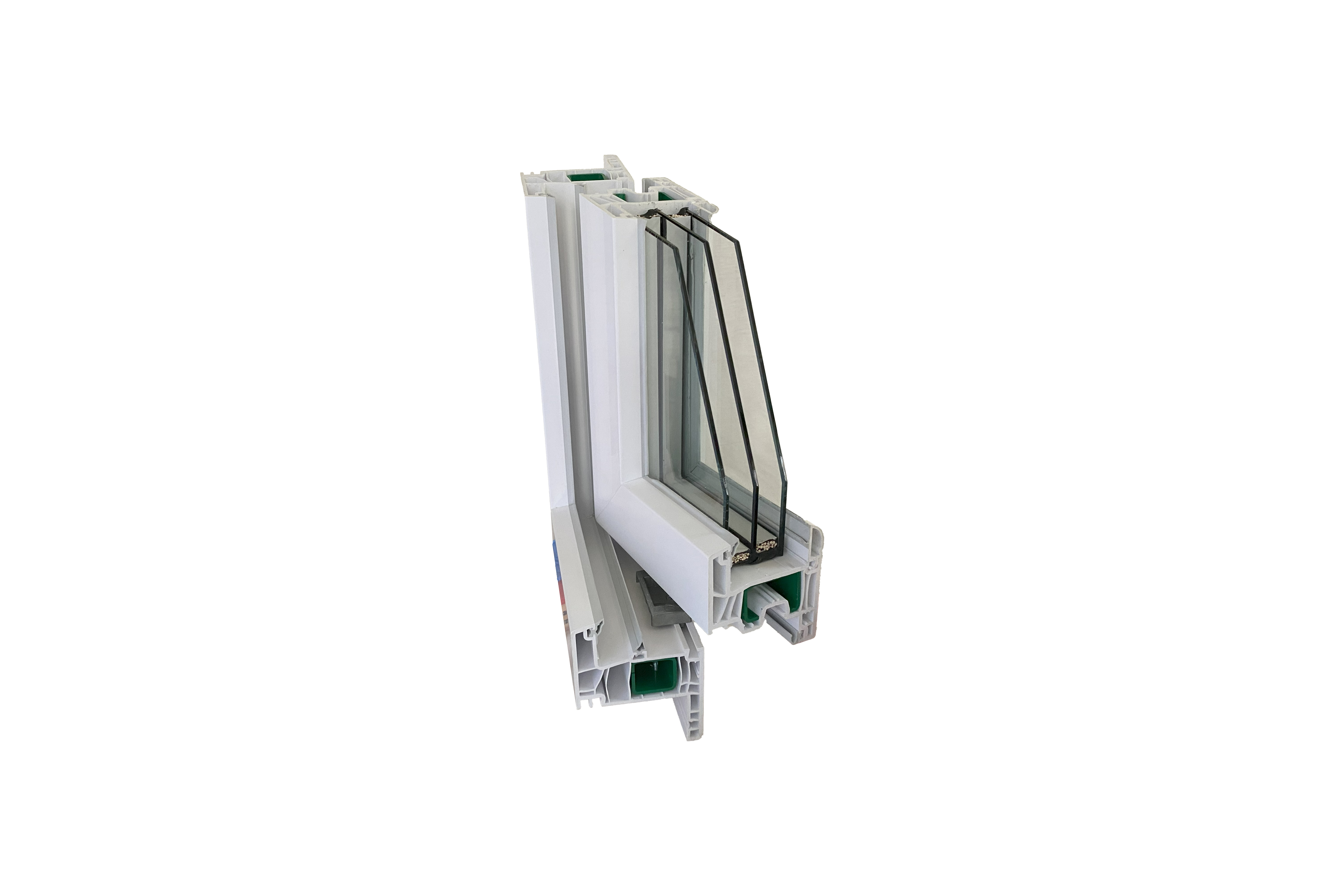 Coupe triple vitrage feuilleté premium Diamant Krypton 4/12/4/12/4 sur profilé aluminium